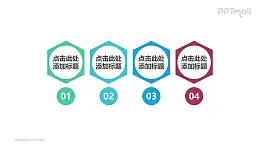 4部分组成的简约六边形带数字目录索引页PPT模板素材下载