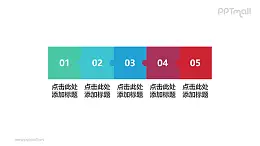 5部分拼图ppt素材模板递进关系渐变颜色拼图素材下载