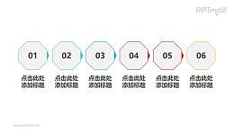 6部分递进关系可做目录可做流程图的简约线条PPT素材模板下载