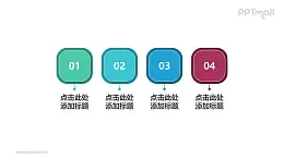 4部分并列关系要点式数字目录色块PPT素材模板