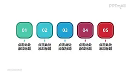 5部分并列关系要点式数字目录色块PPT素材模板