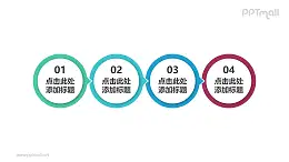 4部分组成的简约实用圆圈小箭头递进关系PPT素材模板下载