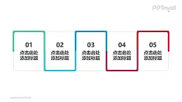 5组线条构成的并列关系个性文本框型PPT目录素材模板