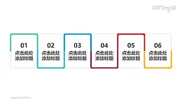 6组线条构成的并列关系个性文本框型PPT目录素材模板