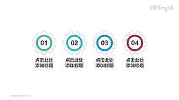 4组带数字齿轮构成的并列关系个性文本框PPT目录素材模板
