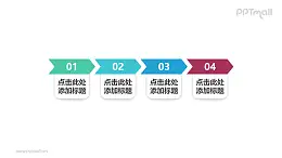 4组大数字+文本箭头递进关系目录/文本框PPT素材模板