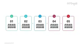 5组带箭头的递进关系线形文本框PPT素材模板