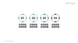 4組帶數(shù)字梅花狀并列關系PPT模板素材