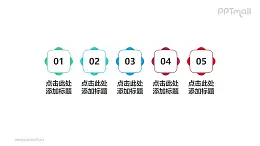 5組帶數(shù)字梅花狀并列關系PPT模板素材