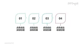 4部分樹葉狀設(shè)計組成的時間軸/步驟圖PPT素材模板下載