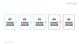 5部分并列/递进关系PPT线形文本框素材模板下载