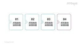 4个带箭头的递进关系PPT文本框素材模板下载