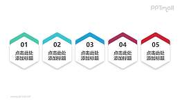 5个可爱的带数字并列关系目录文本框PPT样式素材