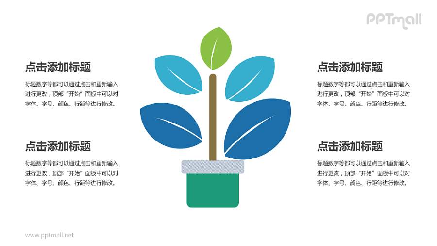 绿色植物PPT模板下载，简约风格PPT素材