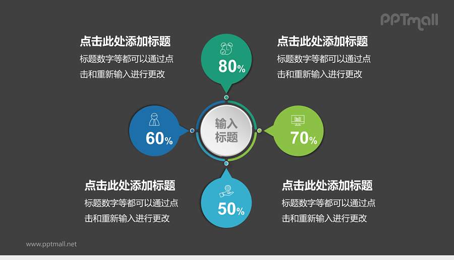 多彩循环关系PPT模板下载，适用于数据分析与工作汇报