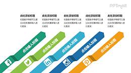 多彩社交媒体图标流程图PPT模板下载
