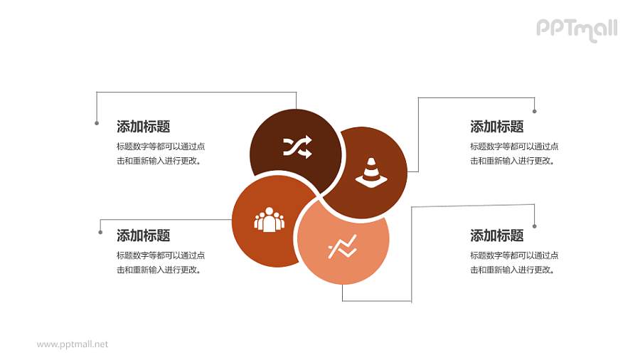 橙色循环关系PPT模板下载