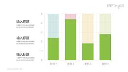绿色柱状图PPT素材模板下载