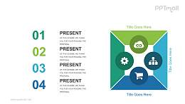 清新多彩4步骤流程图PPT模板下载