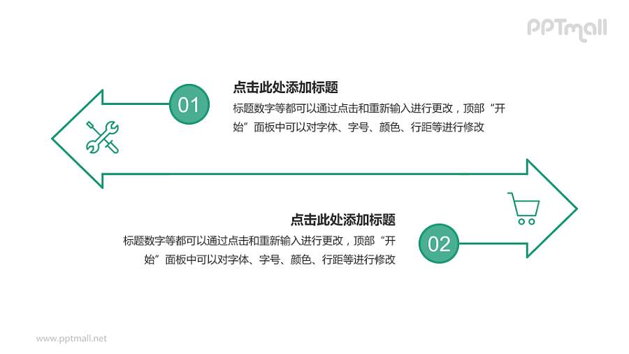 绿色箭头流程图PPT模板下载