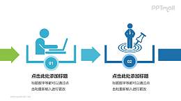 蓝色流程步骤图PPT模板下载，适用于工作汇报与项目展示