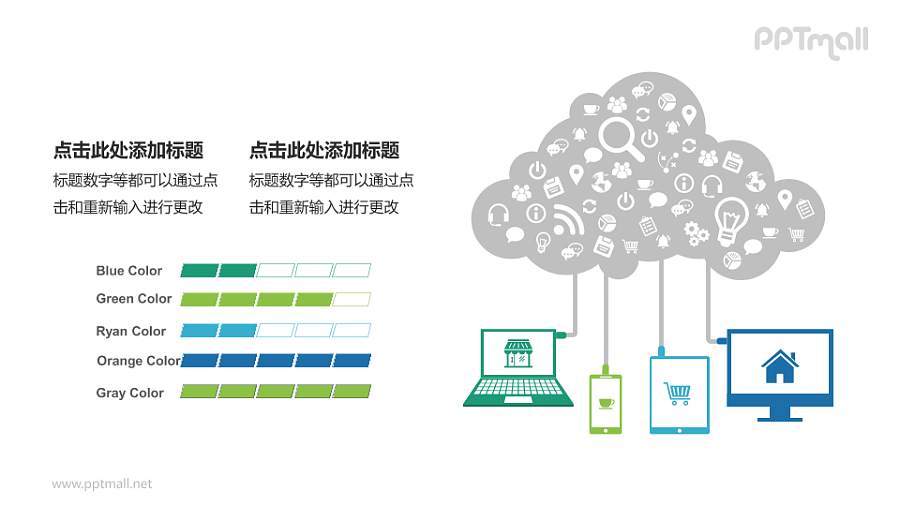 多设备电商平台流程图PPT模板下载