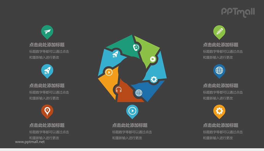 多彩循环关系PPT模板下载