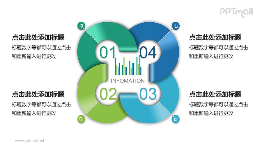 四部分信息展示循环关系PPT模板下载