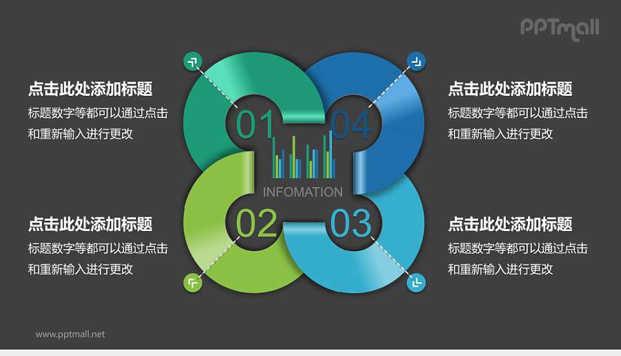 四部分信息展示循环关系PPT模板下载