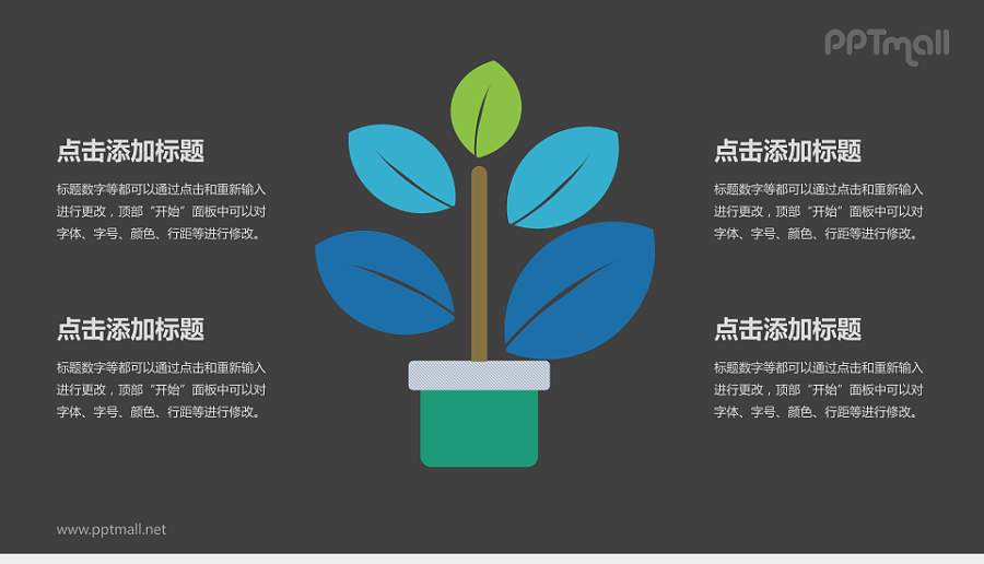 绿色植物PPT模板下载，简约风格PPT素材