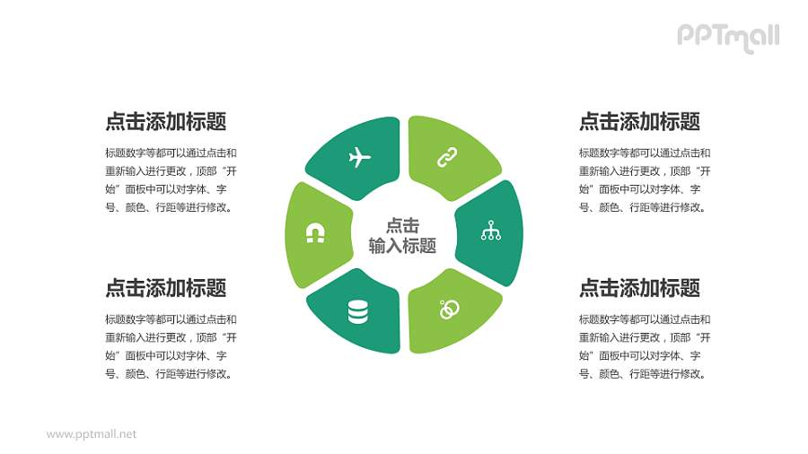 绿色循环关系PPT模板下载