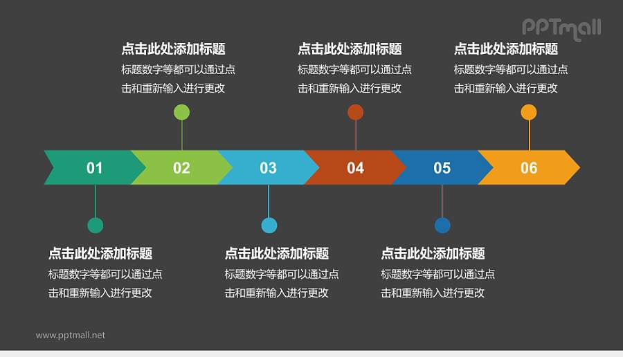 多彩箭头流程图PPT模板下载