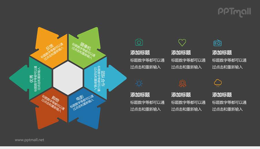 多彩循环关系PPT模板下载