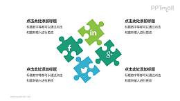 多彩社交媒体拼图PPT模板下载