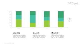 绿色堆叠柱状图PPT模板下载
