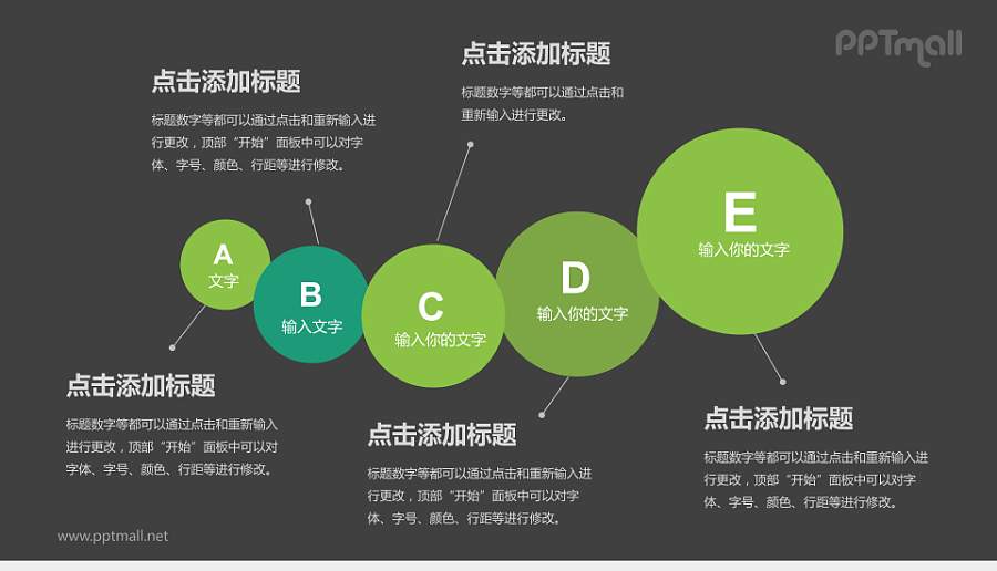 绿色递进关系PPT模板下载