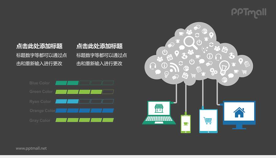 多设备电商平台流程图PPT模板下载