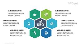 多彩蜂巢结构SEO相关PPT模板下载