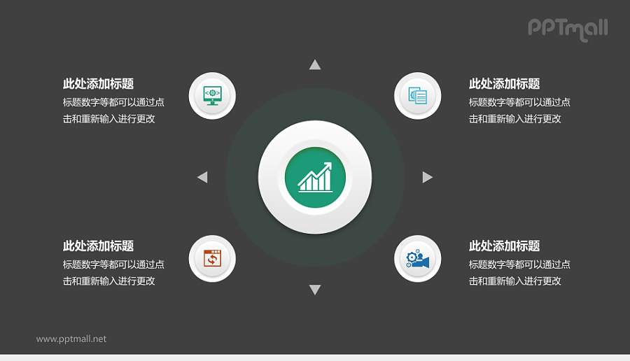 绿色商务PPT模板下载：简约风格的图表与逻辑图设计