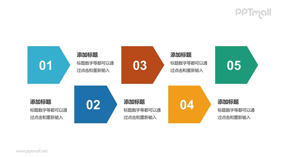 多彩箭头流程图PPT模板下载