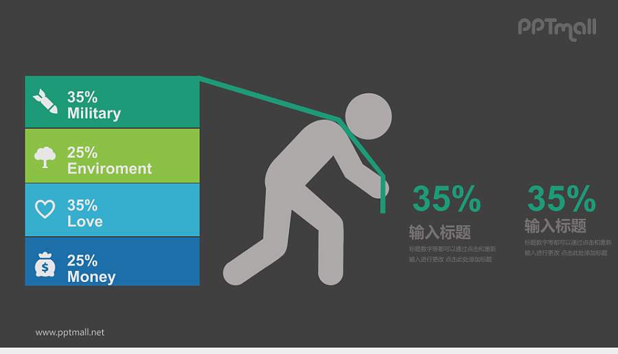 绿色比例占比PPT素材模板下载