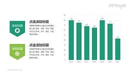 绿色柱状图PPT模板下载