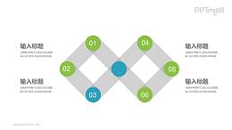绿色蓝色循环关系PPT素材模板下载