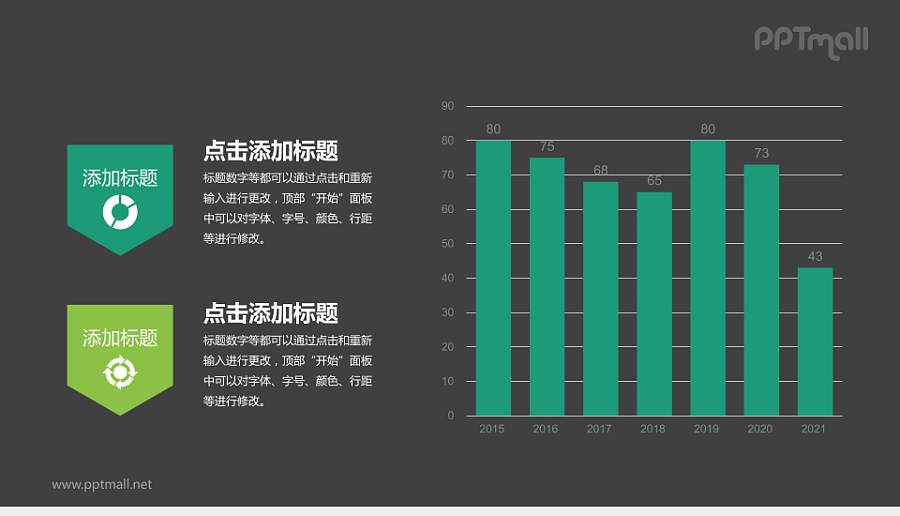 绿色柱状图PPT模板下载