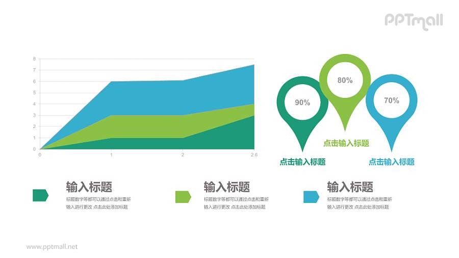 面积图与地图标记PPT素材模板下载