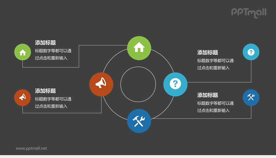 多彩循环关系PPT模板下载