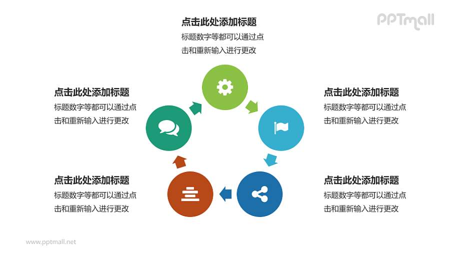 循环关系PPT模板下载：4步骤流程图