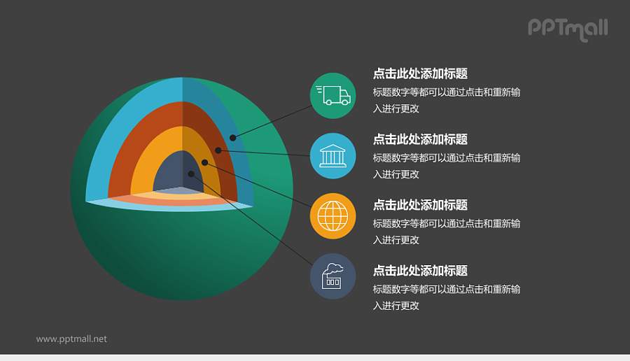多彩层级关系PPT模板下载