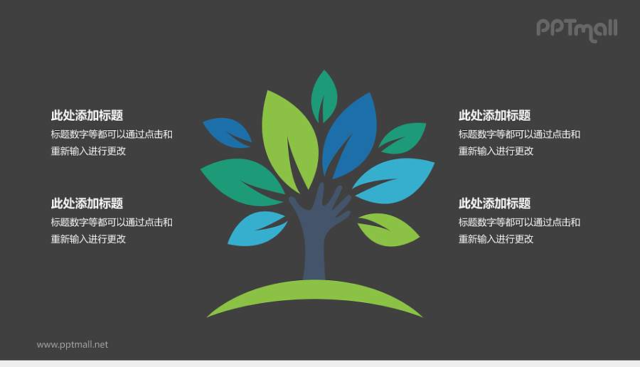 绿色环保树状结构PPT模板下载