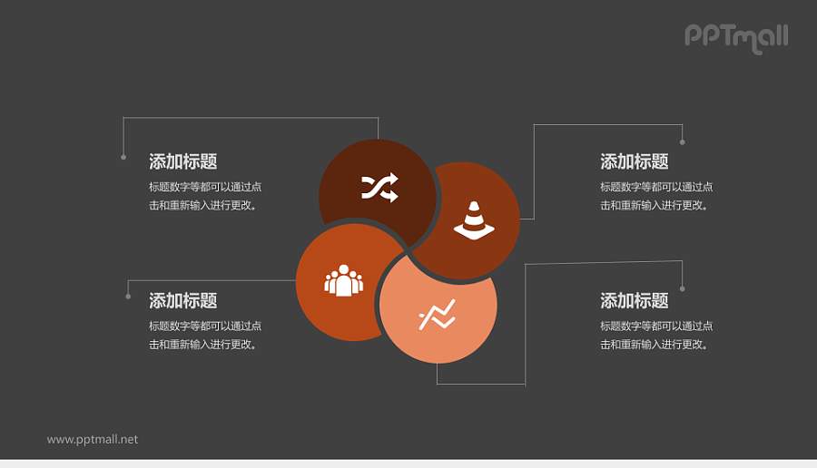 橙色循环关系PPT模板下载